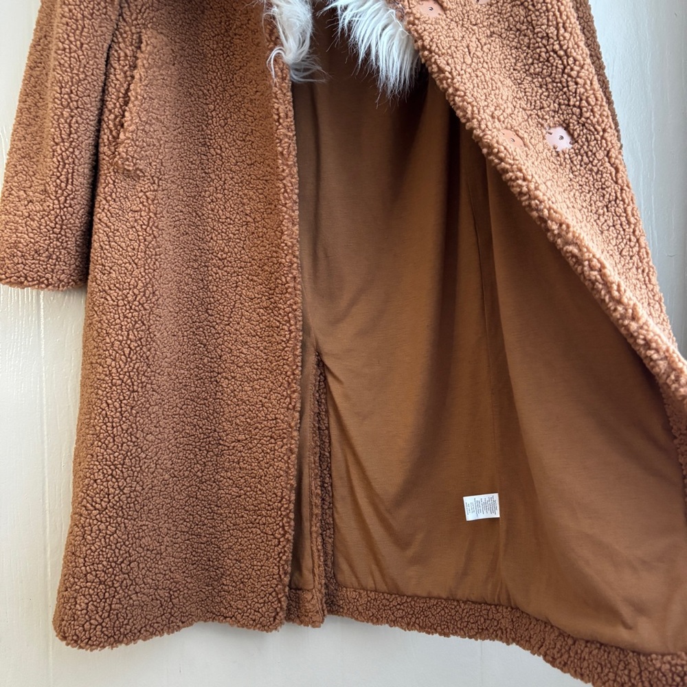 Show Me Your MuMu Stay Warm Faux Fur Collar Teddy Sherpa Chic Coat Jacket - Picture 9 of 16